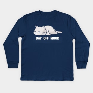 Day Off Mood Cute Lazy Cat Gift Kids Long Sleeve T-Shirt